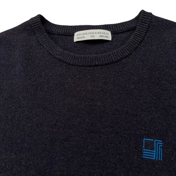 Holderness & Bourne Sweater Mens 2XL The Sargent Crewneck Cashmere Wool Blue - Picture 3 of 6
